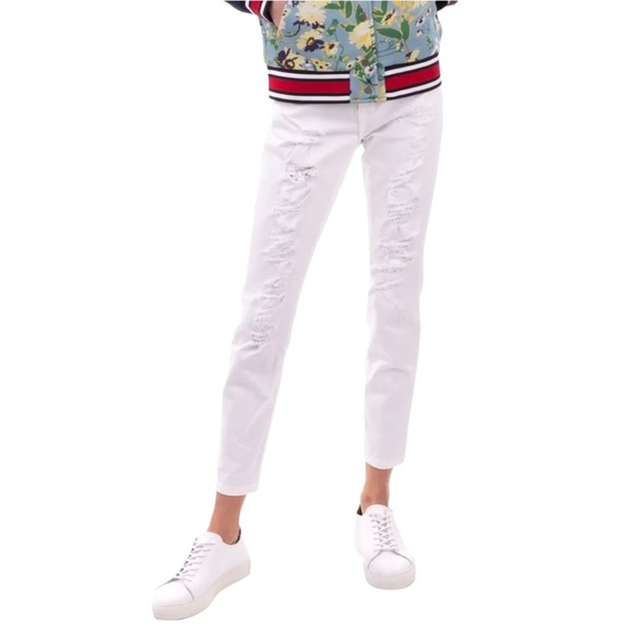 Current Elliot The Stiletto White Tattered Distressed Jeans Size 26 NWT - Picture 1 of 12